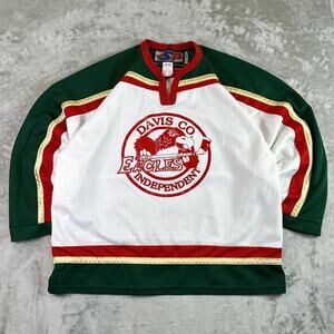 Vintage SP Davis Co Eagles Hockey Jersey Baker 18 Green Red Mens Large